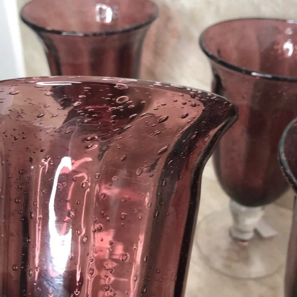 LAST SET! 4 Artland Savannah Purple Bubble Glass 14oz Drinking Glasses Goblets - Picture 9 of 16